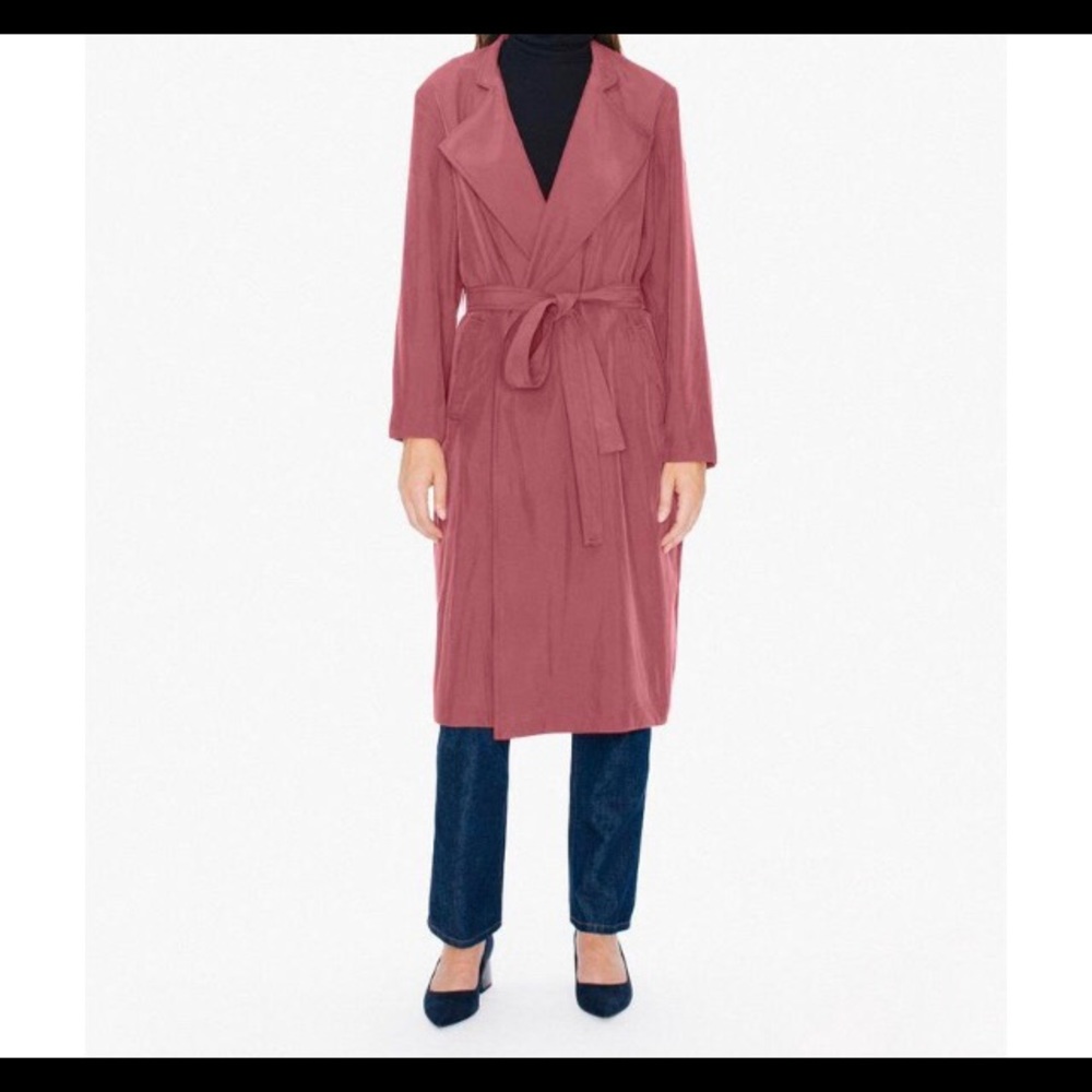 American Apparel long coat with tie belt